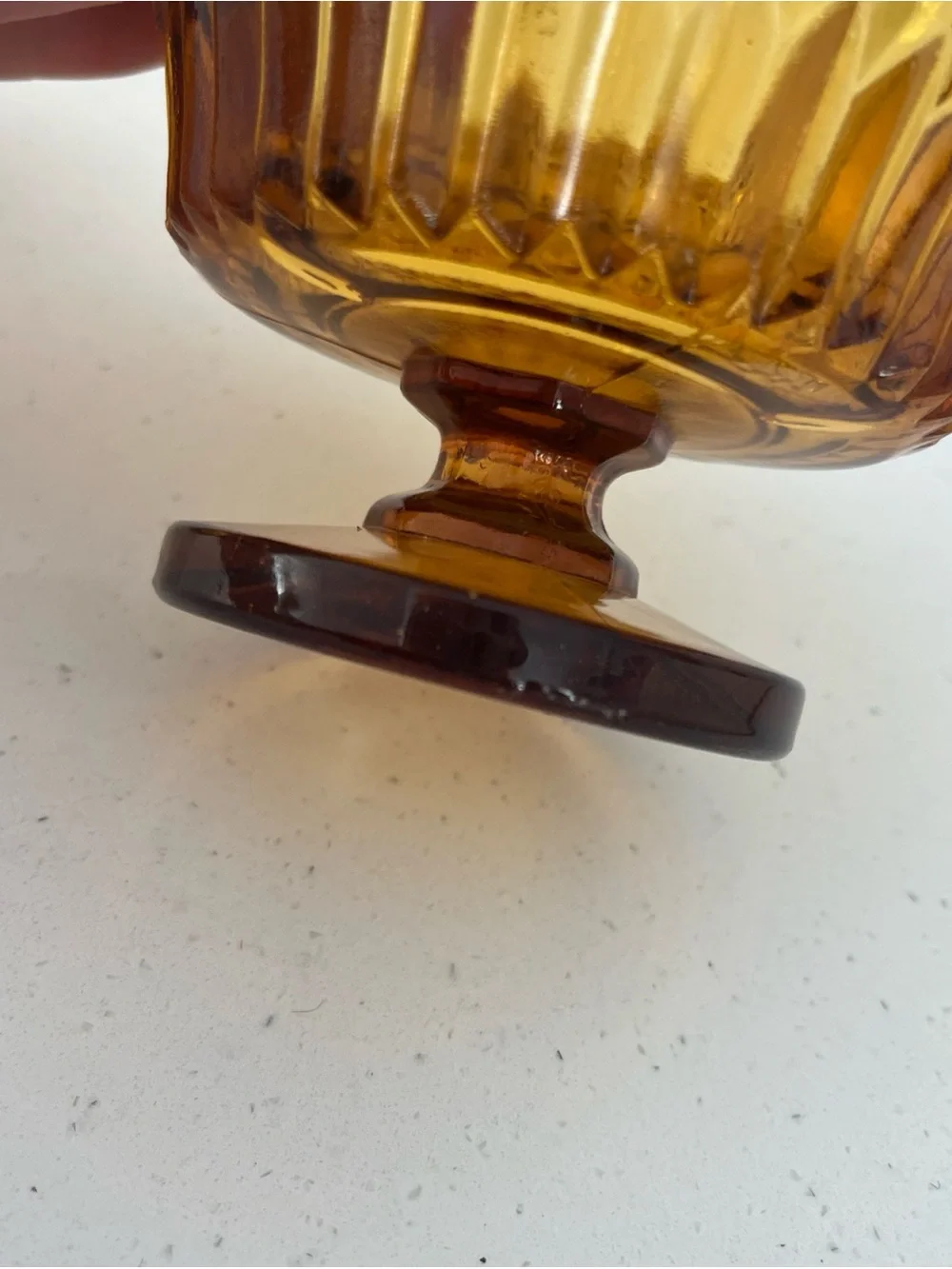 Vintage Indiana Glass Amber Diamond Point Fairy Lamp
